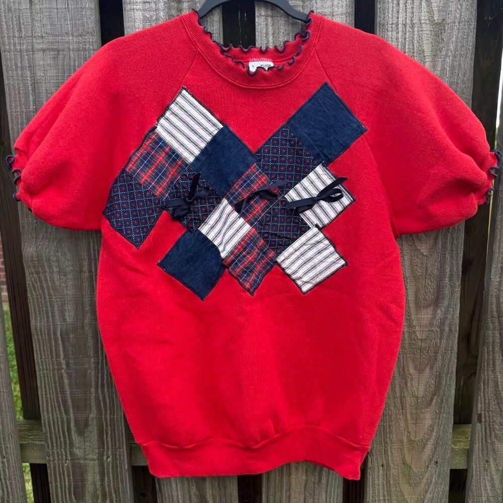 Americana Retro Fourth of July Crewneck Quilted Bows